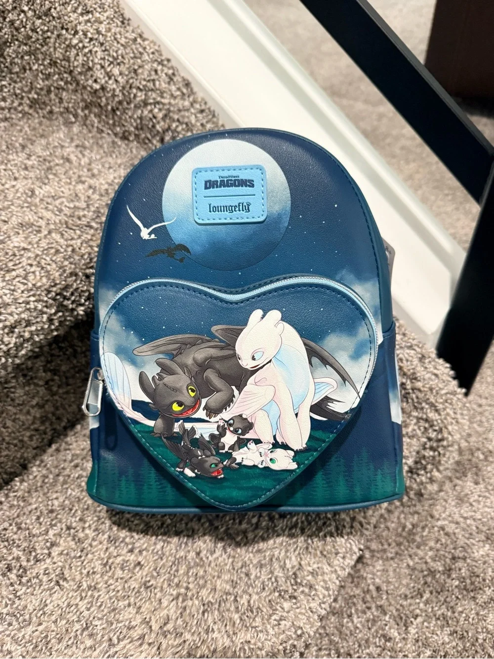 Loungefly How to Train Your Dragon Heart Mini Backpack - Navy & Light Blue